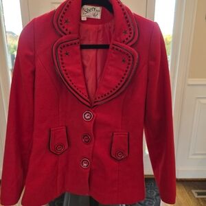 Shery Style Studded Notch Collar Women's Jacket Vintage Size 42
